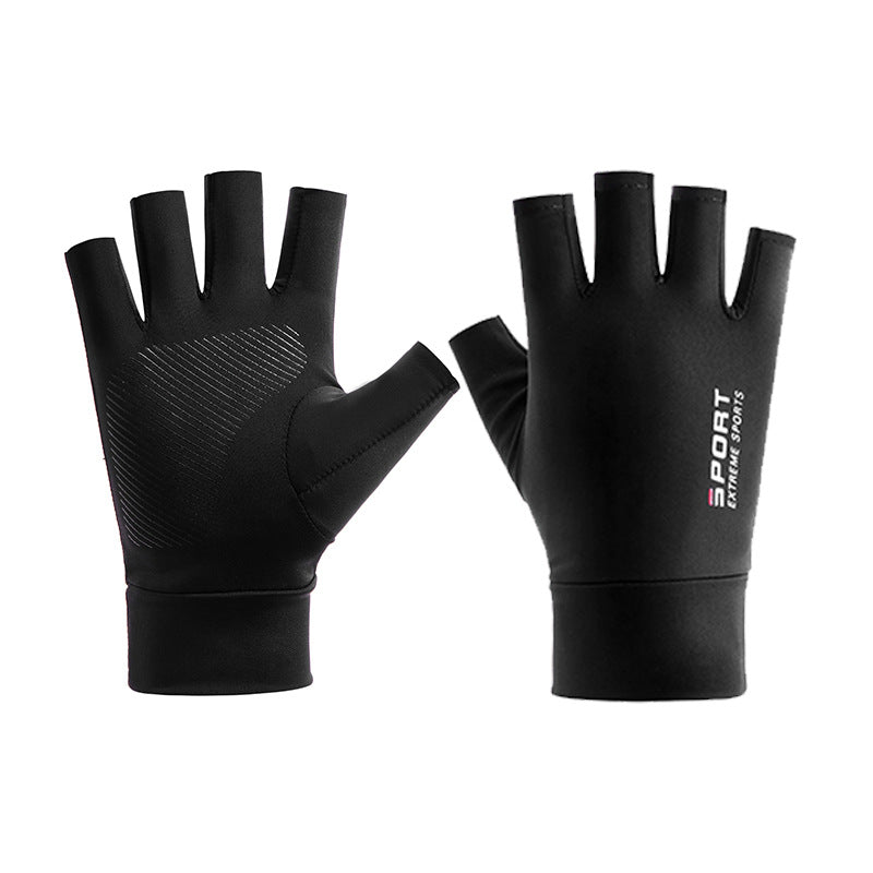 Half Finger Ice Silk Gloves – Breathable Fingerless Sun Protection Gloves