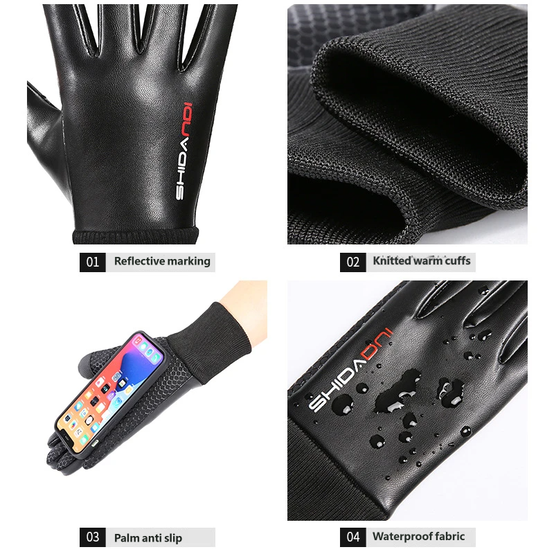 Winter Cycling Gloves, Touchscreen Waterproof Anti-Slip Thermal Gloves for Riding, Running, Outdoor Sports