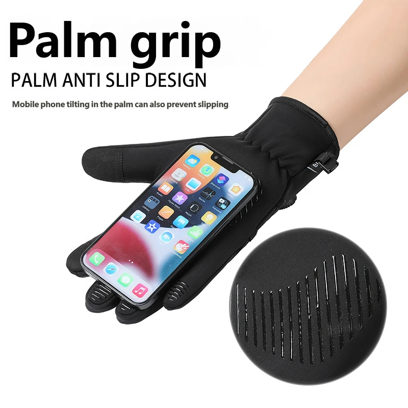 Winter Cycling Gloves for Men Women, Touchscreen Windproof Thermal Riding Gloves with Adjustable Dial Strap