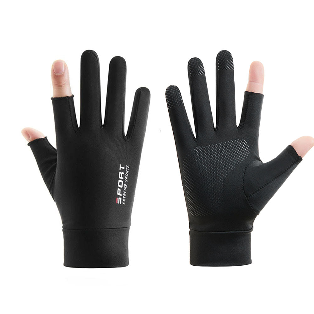 Half Finger Ice Silk Gloves – Breathable Fingerless Sun Protection Gloves